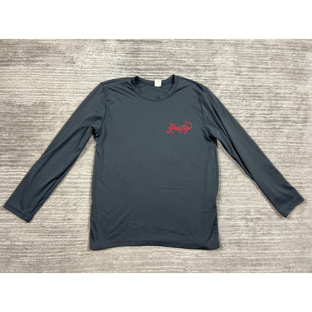 Sport-Tek Performance Shirt Youth L Gray Hook'd Up Fish Florida YST350LS Long Sl